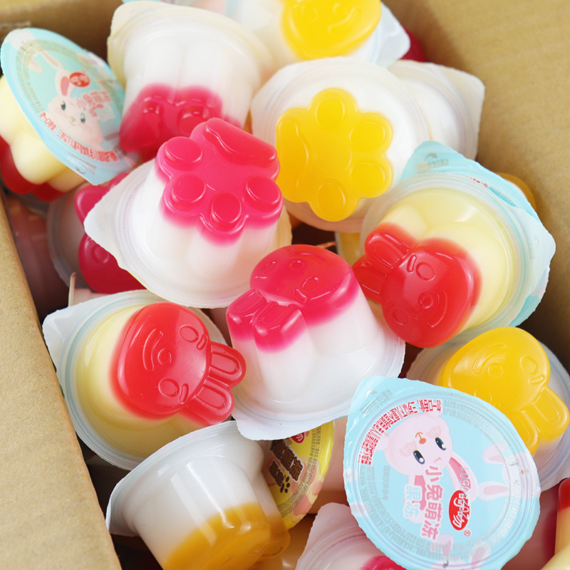 兔子造型果冻双层双色果冻儿童休闲零食大礼包网红甜品高颜值礼品