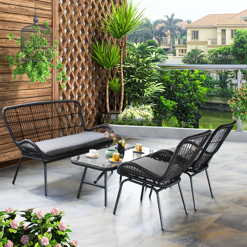 组合双人阳台休闲风室外家具藤椅