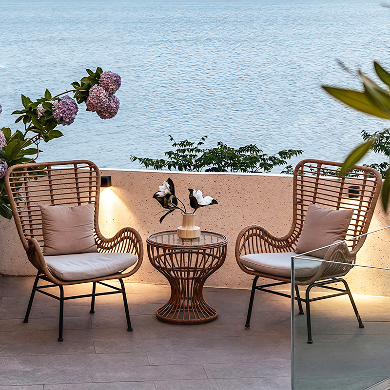 阳台藤椅单人靠背椅懒人休闲沙发躺椅藤编户外露台桌椅小茶几组合,住宅家具,桌椅套件,淘宝优惠券,粉丝福利购,淘宝优惠卷
