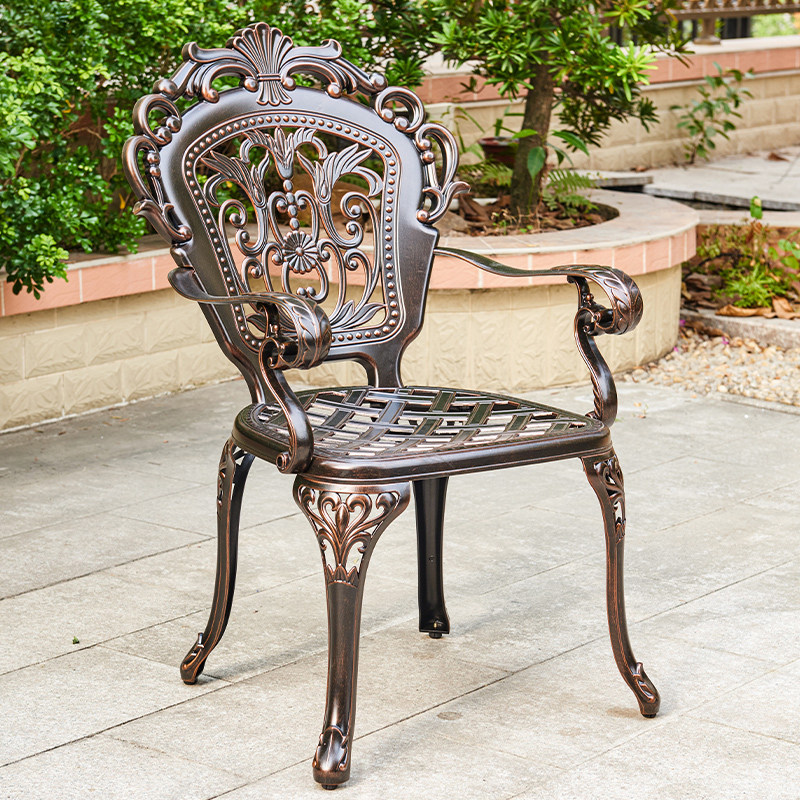 铸铝椅子欧式户外桌椅小阳台庭院花园休闲铁艺单椅有无靠背单凳子