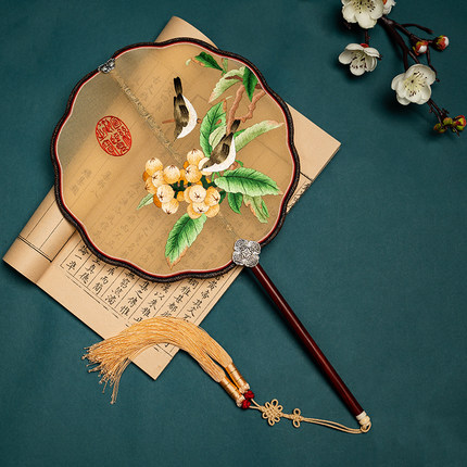 古风苏州刺绣扇子中式古典绣花团扇仿故宫双面绣古装汉服宫扇礼品