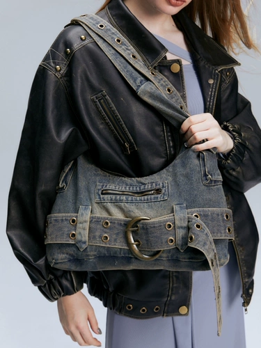 Ретро сумка на одно плечо, джинсовый вместительный и большой шоппер, сумка через плечо