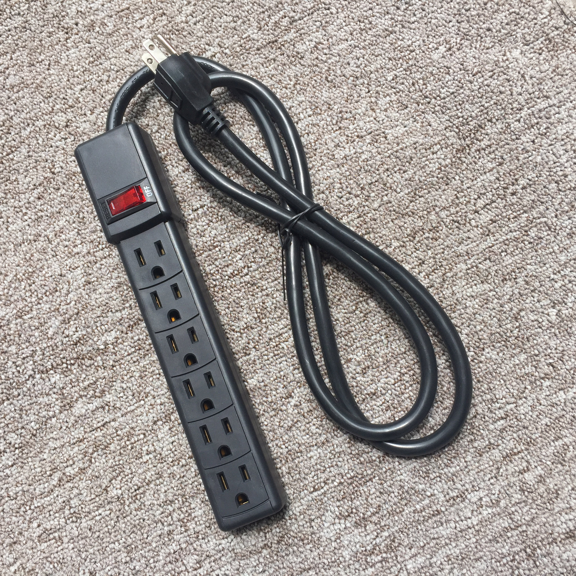 美式美规6插位插排插接线板 美国加拿大台湾美标插座黑色六位日本