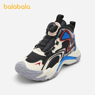 巴拉巴拉童鞋儿童运动鞋加绒男童户外鞋秋冬防滑旋钮扣鞋子潮舒适