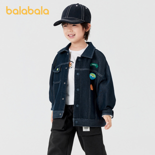 百搭潮 秋装 巴拉巴拉童装 男童外套仿牛仔上衣2025新款