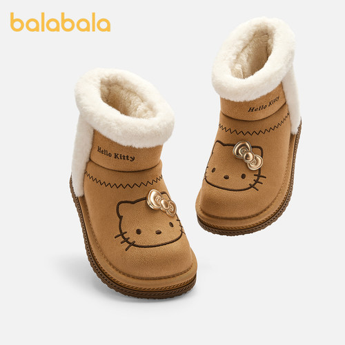巴拉巴拉女童雪地靴儿童棉鞋宝宝鞋子2025新款冬保暖防水靴子童鞋