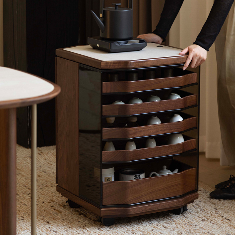 云砚茶水柜 致家家居| 黑胡桃木柜子储物柜茶边柜实木茶水柜家用
