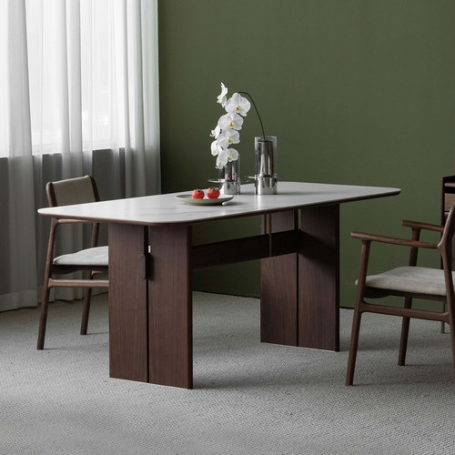 致家家居小户型实木岩板餐桌家用