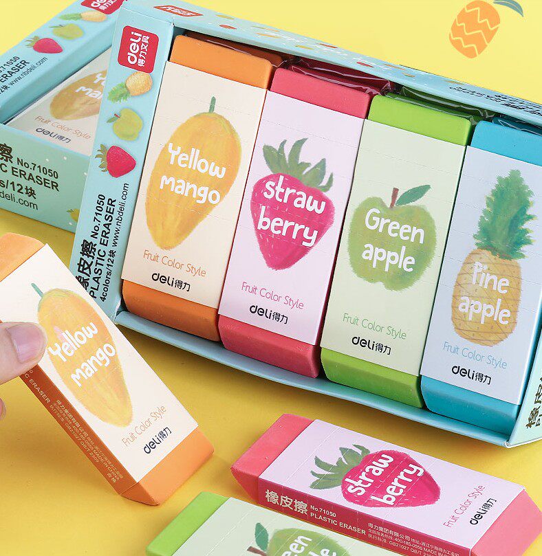 得力71050清新水果大块橡皮擦大橡皮擦小学生专用擦的干净不留痕