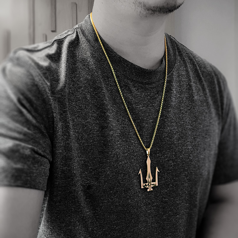 海王三叉戟项链钛钢水波链男