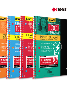 凯萨灵感三孔本美式笔记本学生易撕kaisa本子凯撒科目本加厚ins风大学生考研美国活页本美式分栏线圈本