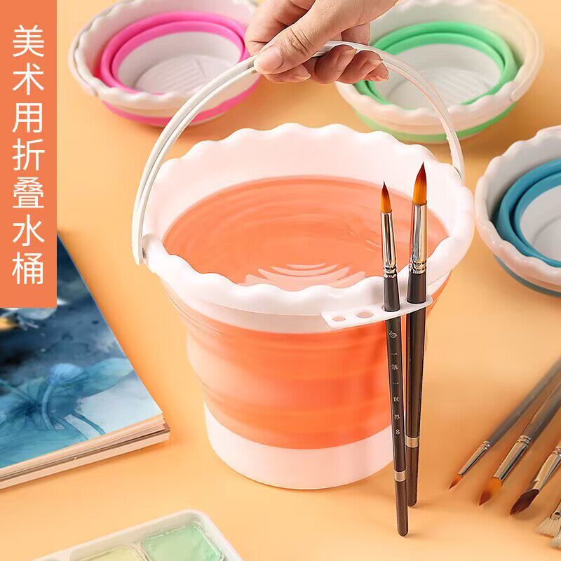 包邮多功能硅胶美术水桶画画洗笔桶折叠家用洗车便携式折叠美术储水旅行车用钓鱼脸盆