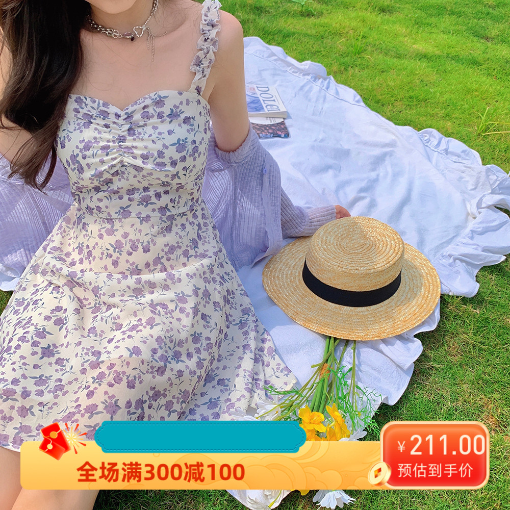 碎花吊带连衣裙女装夏季206新款法式小个子气质可爱短裙子背心裙