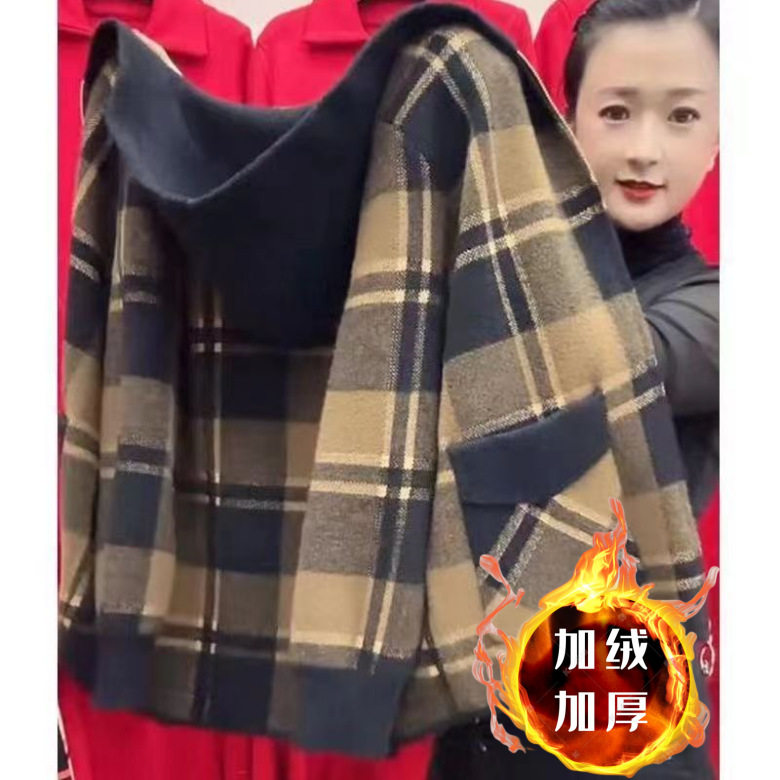 妈妈中老年加绒秋冬短款外套秋冬大码呢大衣