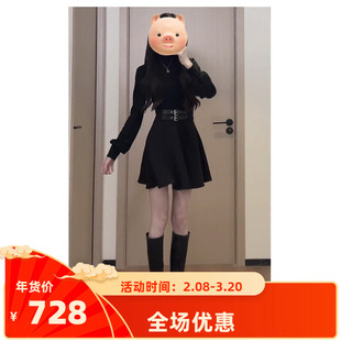 早秋法式黑色内搭连衣裙子女秋冬装2025新款小个子掐腰气质小黑裙