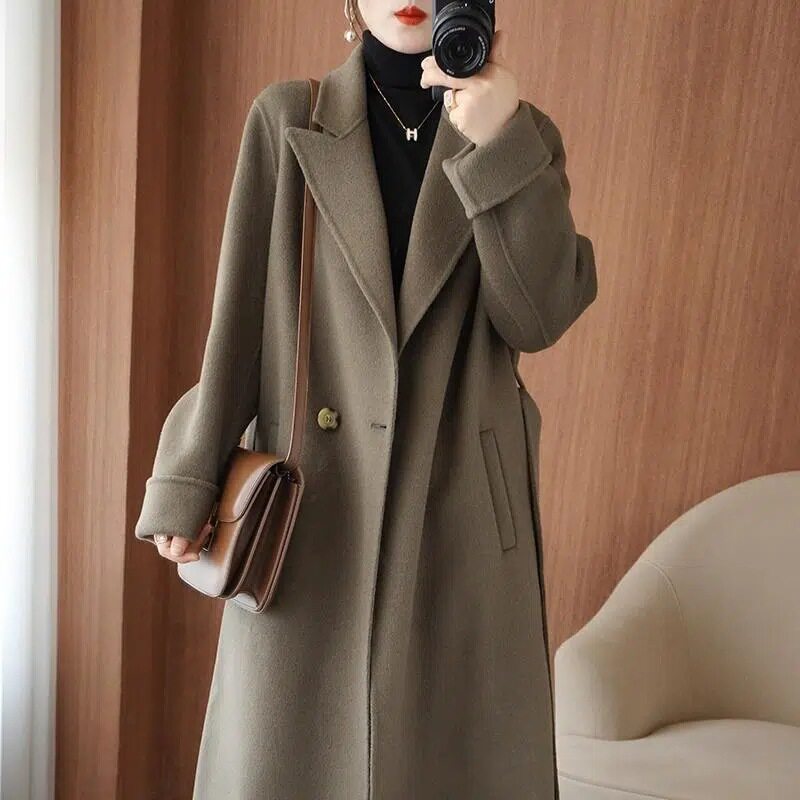 毛呢外套女气质中长款2025秋大码呢大衣
