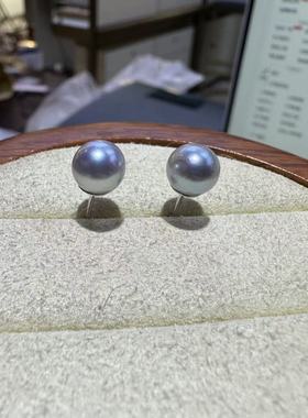 s925银7-8mm海水真多麻耳钉 ED2379