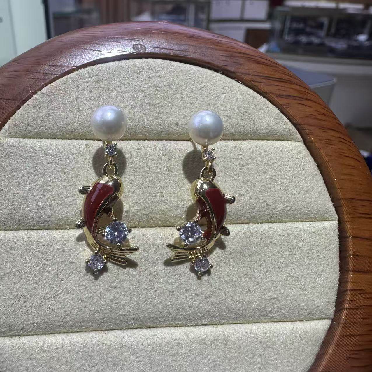 合金锦鲤6-7MM淡水珍珠耳钉 ED2393,珠宝/钻石/翡翠,颈饰,淘宝优惠券,粉丝福利购,淘宝优惠卷