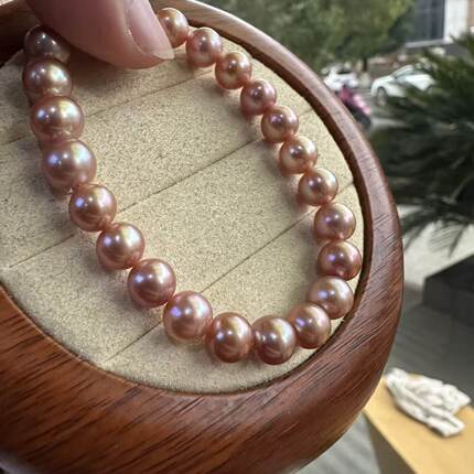 7-8mm丁香紫弹力绳珍珠手链 SL1448