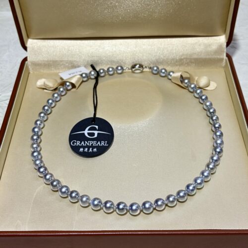 【李夫人】S925银扣7-8mm海水黑标特选真多麻珍珠项链 XL2704