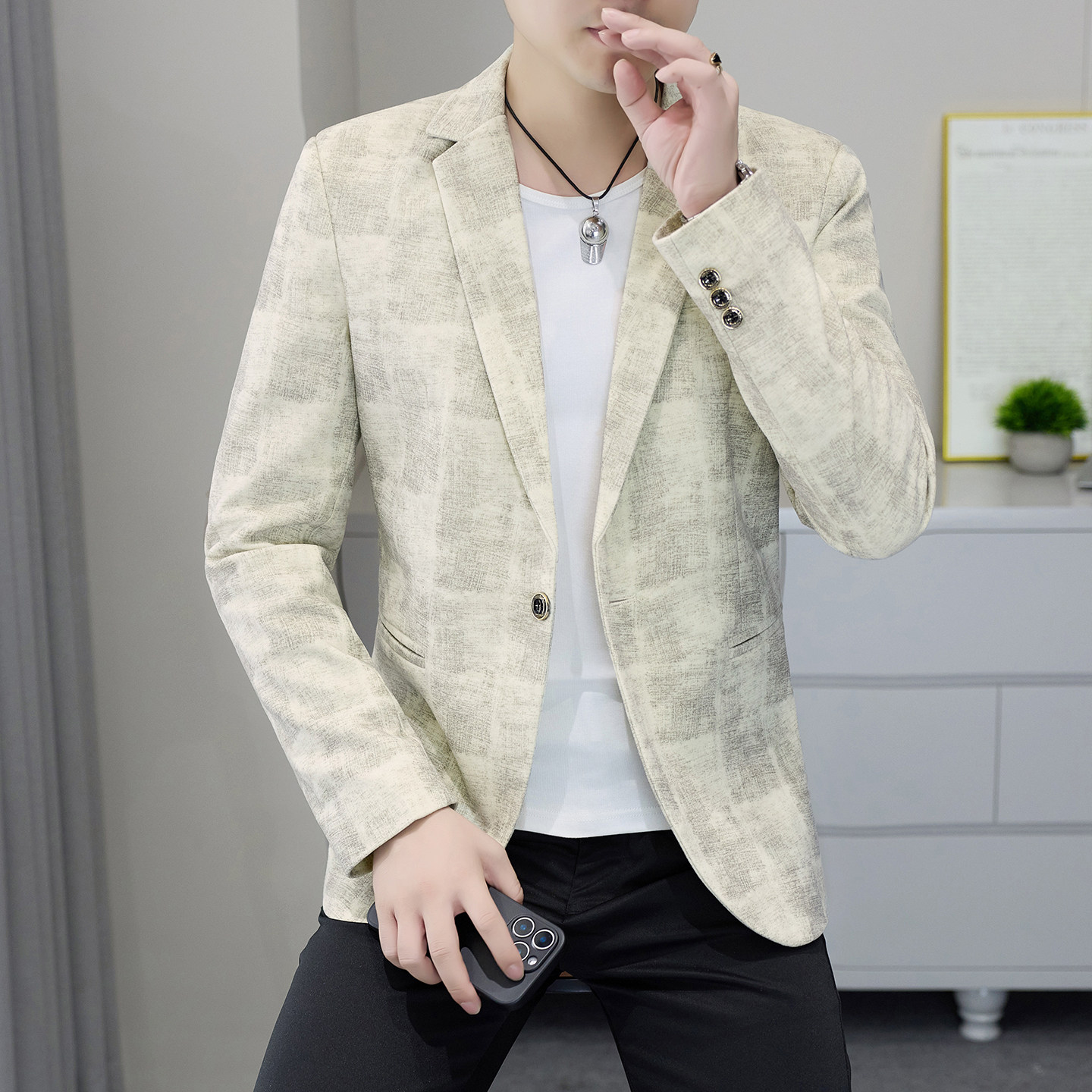 秋冬季男士休闲西装韩版时尚潮流修身小西服男装帅气百搭单1006z