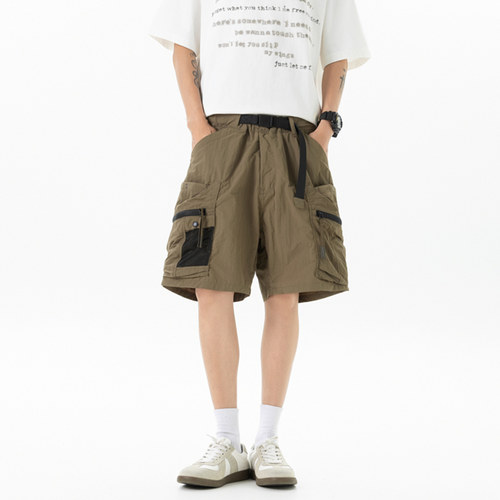时尚宽松阔腿男士夏季短裤青少年百搭工装风直筒五分裤潮牌裤子