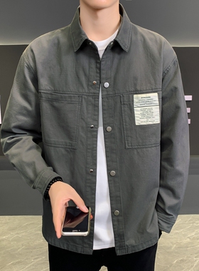 侨迪蒙拉潮牌纯棉初秋季工装休闲衬衫式夹克春秋款外套男装衣服