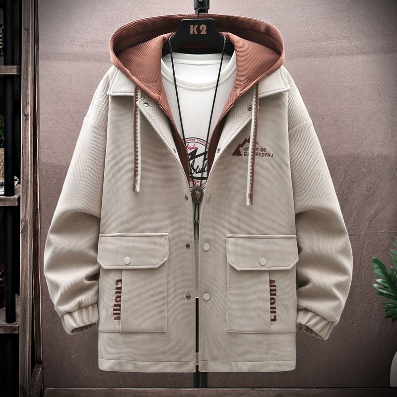 男士夹克时尚假两件春秋季帅气