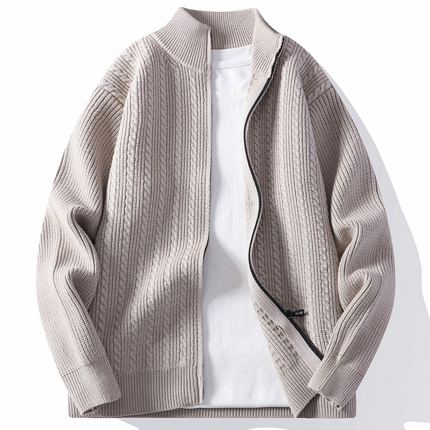 春秋季立领拉链质感提花男士针织开衫青少年时尚线衣外套百搭毛衣,男装,针织衫/毛衣,淘宝优惠券,粉丝福利购,淘宝优惠卷