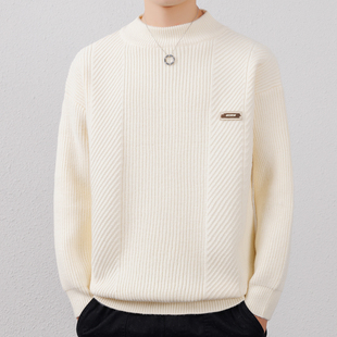 侨迪蒙拉高品质秋冬季加厚半高领毛衣男潮牌保暖内搭打底针织衫