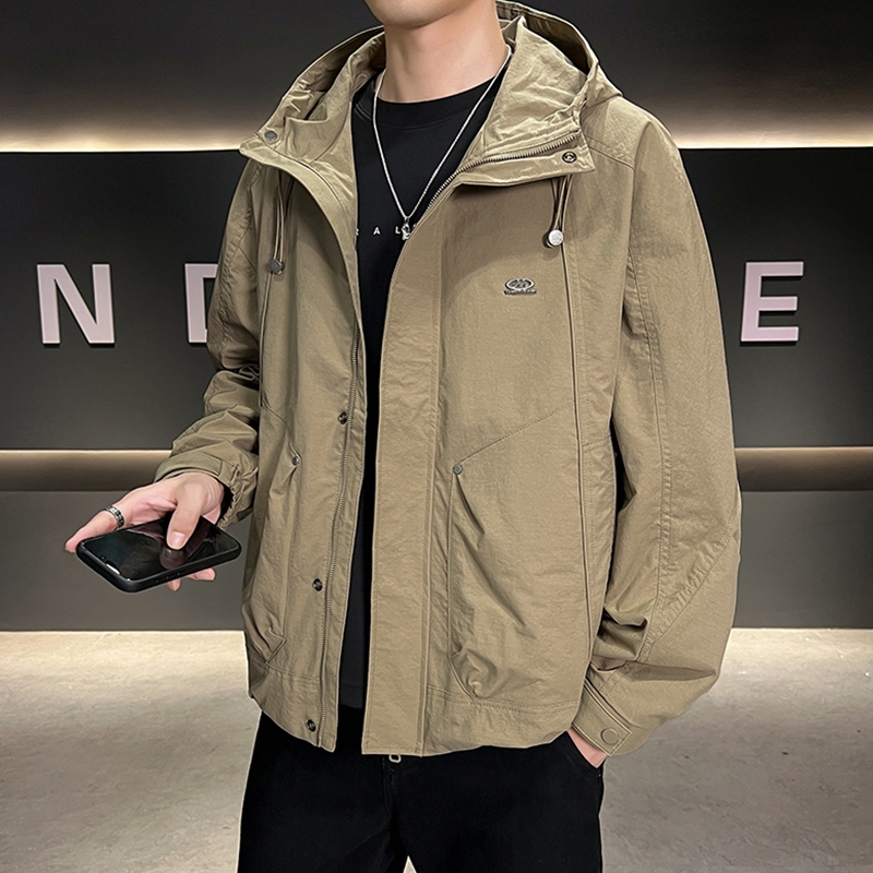 侨迪蒙拉高品质连帽秋季男士帅气夹克百搭潮牌春秋款外套上衣服