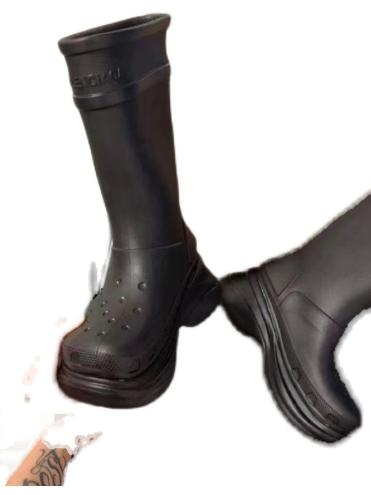 파리 홀인더월 부츠 ASIGE 인터넷 연예인 공동 브랜드 장화 두꺼운 밑창 방수 및 미끄럼 방지 작은 기사 부츠