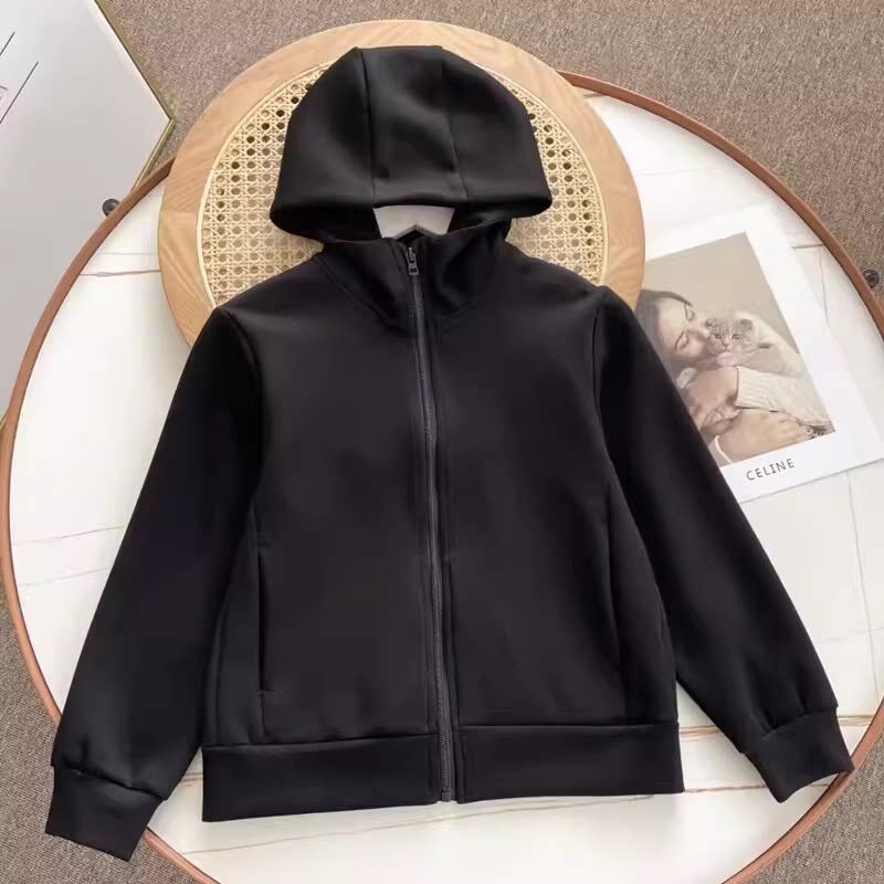 日单秋季男童女童弹力快干运动拉链连帽卫衣休闲外套夹克保暖