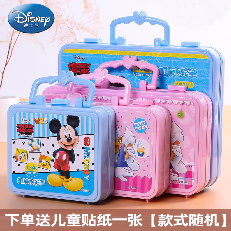 迪士尼米奇米妮12/18/24/36色大容量盒装印章水彩笔套装幼儿园小学生儿童圆杆涂色填色笔 彩色润图印章画笔 Изображение 1 迪士尼米奇米妮12/18/24/36色大容量盒装印章水彩笔套装幼儿园小学生儿童圆杆涂色填色笔 彩色润图印章画笔 Изображение 1