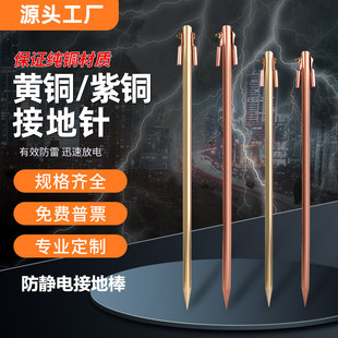 纯铜接地针引下线接地铜棒防静电地下针实芯黄铜棒接地柱接地铜线