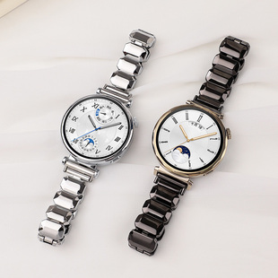 适用华为GT5表带watchgt4新款方糖金属腕带智能手表gt5pro高级时尚gt3替换带41mm小表盘蝴蝶扣gt2表链配件女
