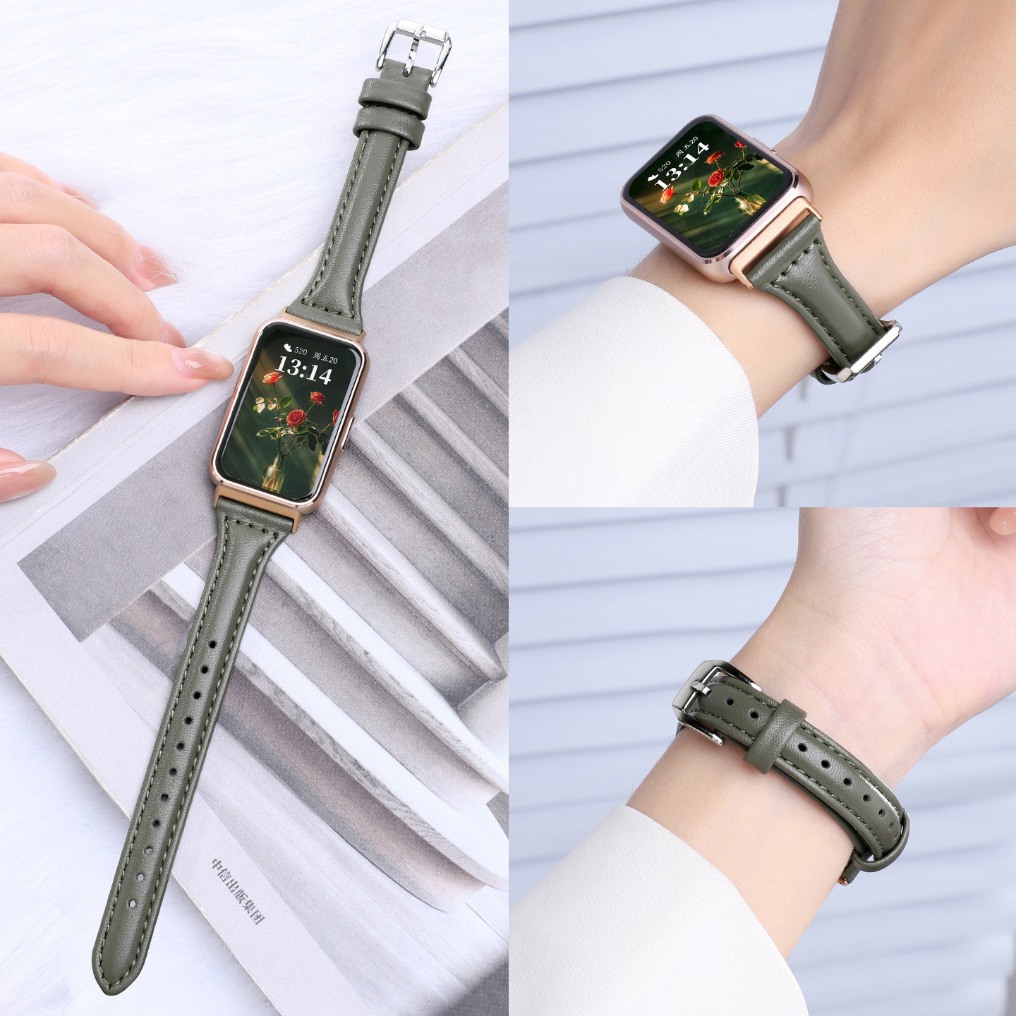 适用于华为手环11Pro表带新款band11小蛮腰皮质腕带HUAWEI智能运动十一代高级感真皮女士替换细表链nfc配件