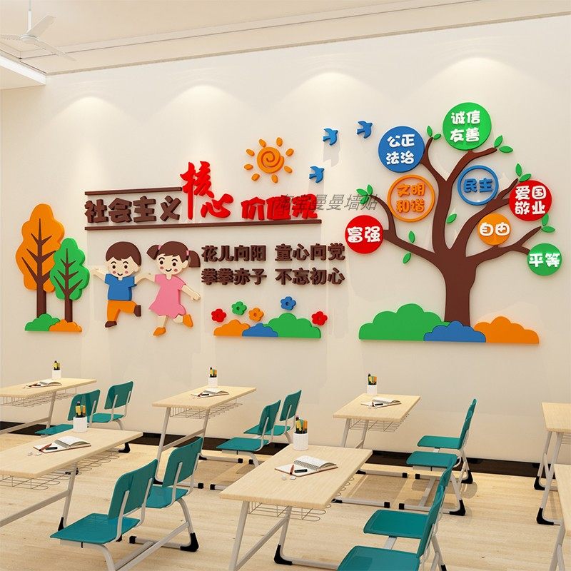 幼儿园社会主义核心价值观墙贴环创主题文化墙纸教室布置墙面装饰