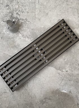304防臭加长条浴室淋浴房地漏长方形超大排量枪灰色卫生间10X30