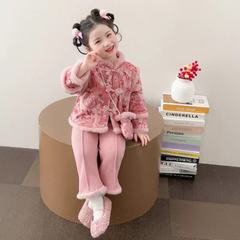 新年拜年服女宝宝冬装套装新中式上衣长裤女童夹棉冬季新年礼服装,童装/婴儿装/亲子装,唐装,淘宝优惠券,粉丝福利购,淘宝优惠卷