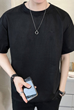 2023新款夏季短袖T恤男潮牌刺绣麂皮绒半袖A313-5609-P48控价69，男装T恤，电商A313