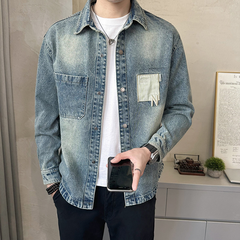 水洗牛仔夹克外套男2025新款秋季复古休闲男装上衣A313-3307-P115,男装夹克,电商A313