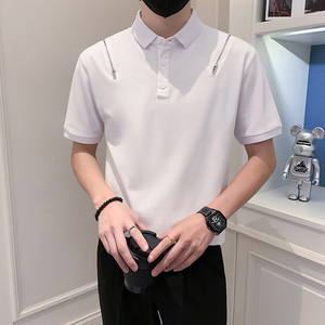2023新款夏季短袖T恤男拉链设计感潮牌Polo衫半袖 A313-3303-P55图片