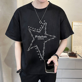 2023新款夏季短袖T恤麂皮绒潮牌刺绣男装半袖A313-5623-P48控价69，男装T恤，电商A313