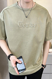 2023新款夏季短袖T恤男潮牌刺绣麂皮绒半袖A313-6906-P48控价69，男装T恤，电商A313