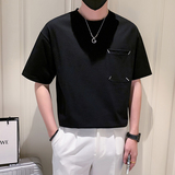 2023新款夏季短袖T恤男简约潮牌纯色半袖体恤A313-8960-P48，男装T恤，电商A313
