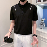 2023新款夏季短袖T恤男拉链设计感潮牌Polo衫半袖A313-3303-P55，男装T恤，电商A313