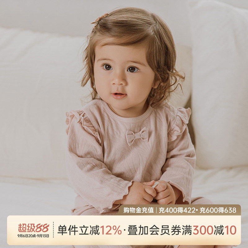乖奇熊婴儿宝宝春秋纯棉上衣图片