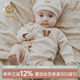 乖奇熊新生儿宝宝纯棉连体包屁衣服春秋季 和尚服婴儿三角哈衣 长袖