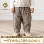 春春装 外出纯棉休闲裤 子秋冬男女宝宝灯芯绒保暖长裤 乖奇熊婴儿裤